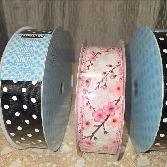 5 Pack Kirkland Wire Edged Pattern Ribbon 50 yrd x 1.5 new - Picture 5 of 8